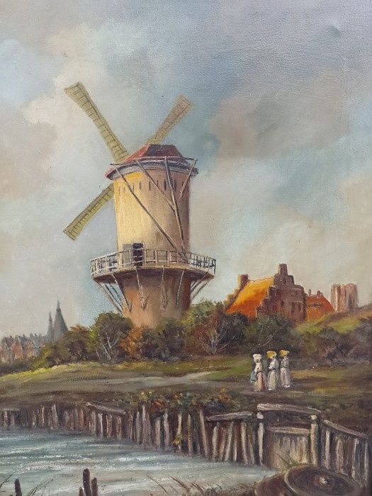 Ulei pe pânză o lucrare de mari dimensiuni, pictura semnata încadrată