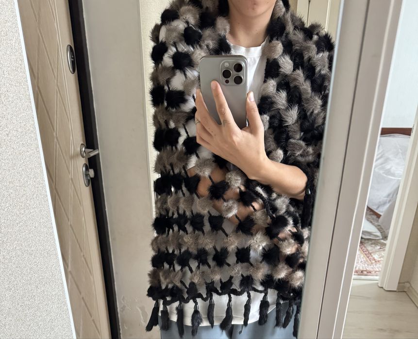 Шаль из норковых кусочков