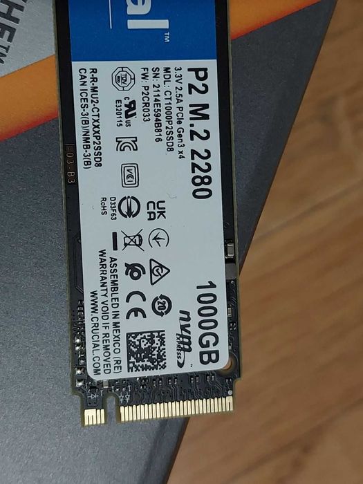 1TB M.2 NVMe Crucial P2