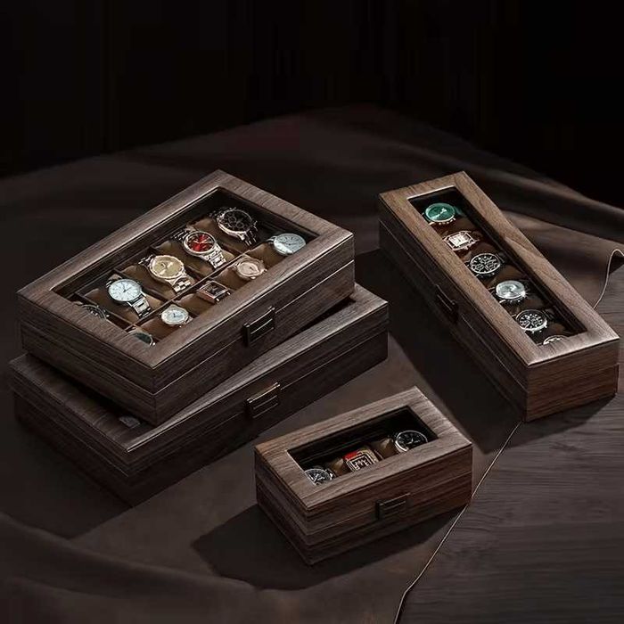Дървена кутия за съхранение на 3, 6, 10 или 12 часовника, часовници