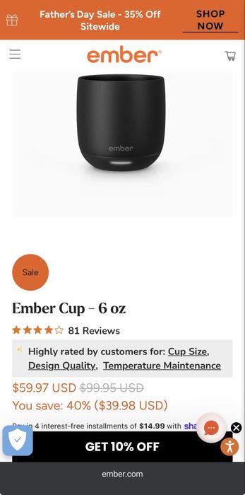Ember Smart Cup Temperature Control 178ml 6oz