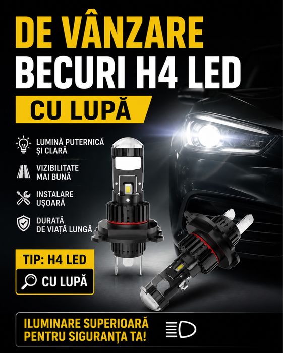 Vand becuri h4 led cu lupă