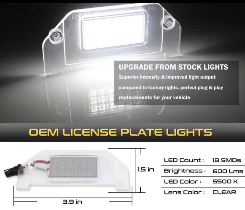 ЛЕД прафони за задния регистрационен номер за Крайслер 300 Chrysler