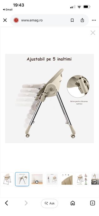 Scaun 3 in 1 ajustabil bebeluși