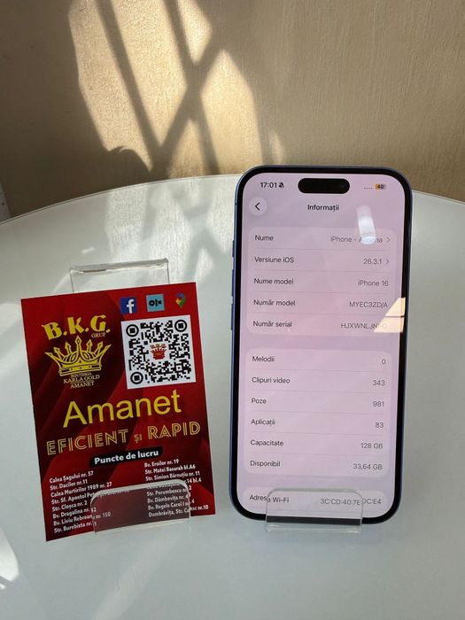 Iphone 16 128gb 100% Amanet BKG