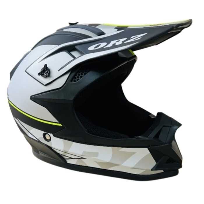 Кросова каска черна с неон и сив, За мотор, Атв, Велосипед, S, M