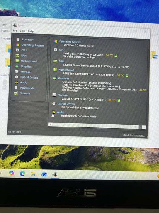 Asus Light gaming• i7-6700HQ• 12gb ram Ddr4• SSD 256gb• GTX 950
