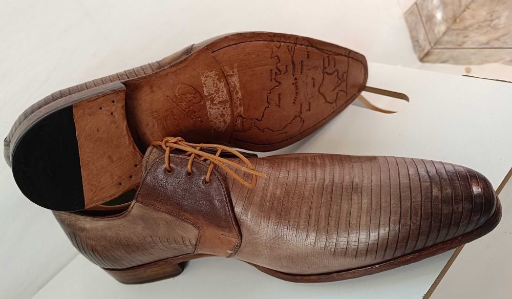 Pantofi de lux 44.5 45 45.5 de lux GREVE NOI lucrati manual piele embo