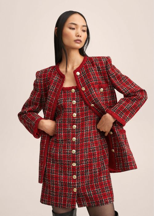 Sacou rosu sacou rochie scurta Mango XS nasturi aurii