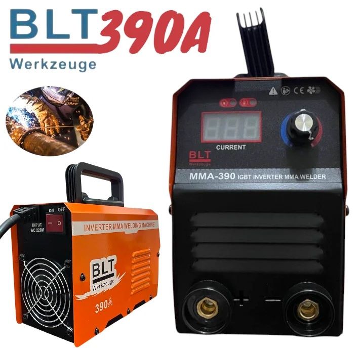 Инверторен Електрожен с Дисплей BLT Werkzeuge 390A Маска Четки и Чукче