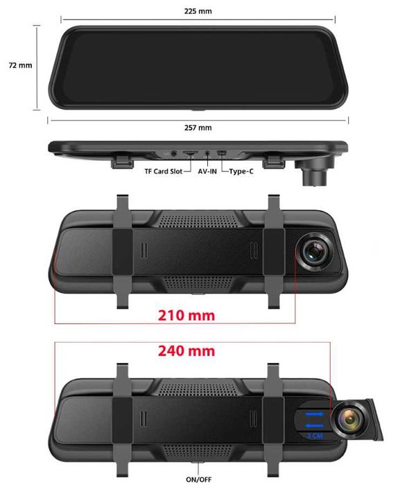 Camera DVR Fata-Spate Pentru Monitorizare Trafic Full HD Ecran 12”