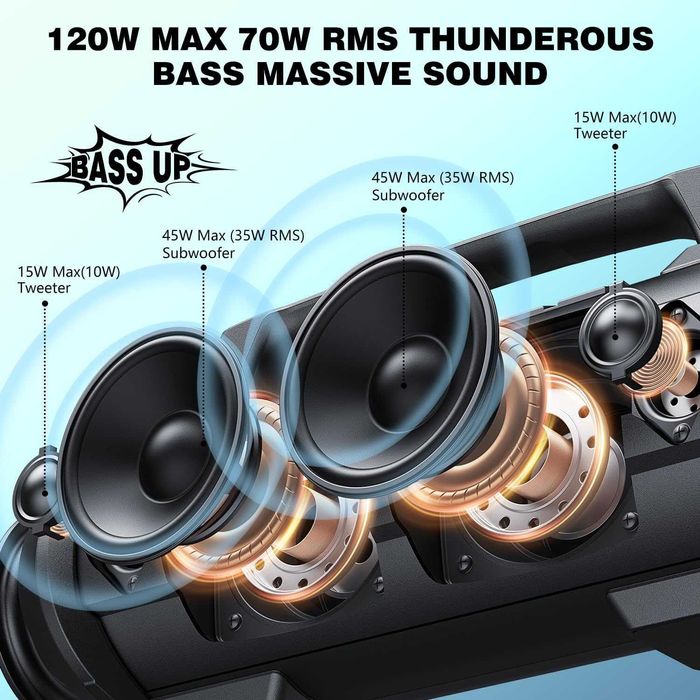 W-King D10 70W, безжична Bluetooth тонколона с безжичен микрофон
