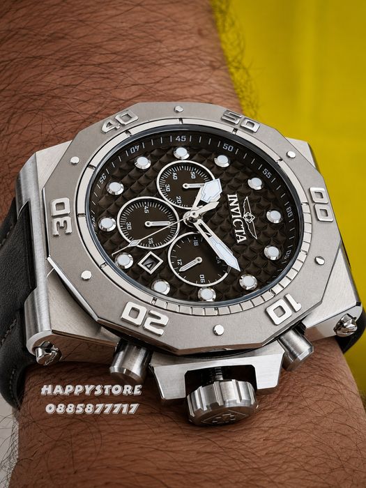 INVICTA Akula leather olive green 58 mm, Инвикта нов мъжки часовник