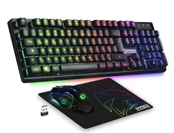 Kit tastatura si mouse gaming wireless RGB layout qwertz