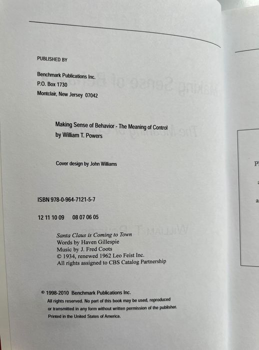 Making Sense of Behavior: The Meaning of Control, William T. Powers Книга Психология и Поведение