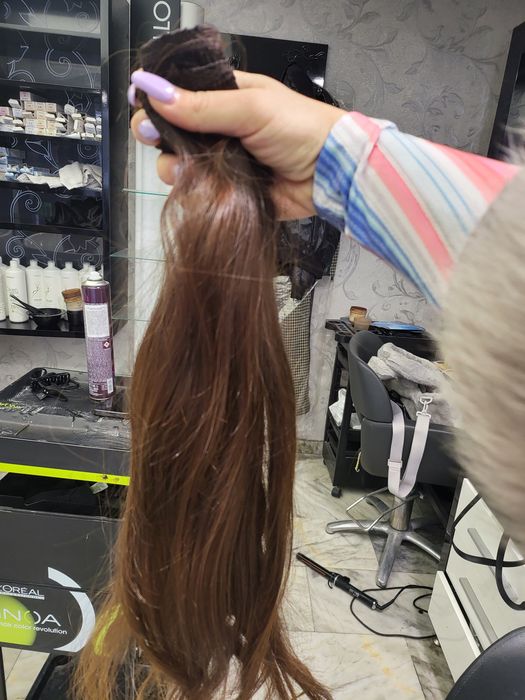 Естествена коса, два двойни реда.