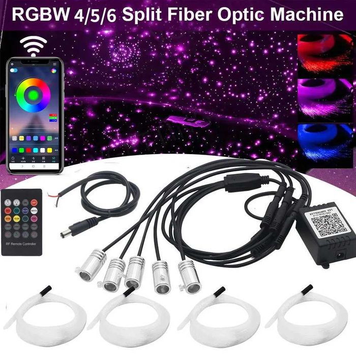 Kit Plafon instelat 500 Stele Fibra Optica RGBW Stelute - 5 Iesiri - 1m x 0.75mm