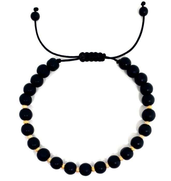 Brățară onix si argint placat cu aur 14 k