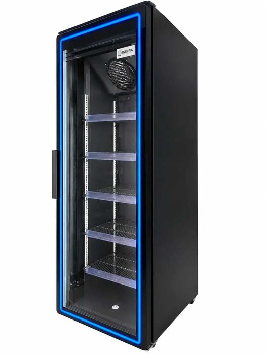 Vitrine frigorifice verticale 1 ușă sticlă curbată, 394 L, LED, 0…+10 °C - GARANTIE 3 ANI