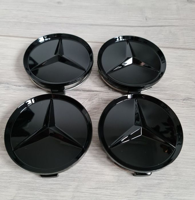 Capace-Centrale-Jante-Logo-Sigla-Emblema-Stema-Mercedes-Full-Black-Negru-Lucios-A-C-E-S-CLA-CLS-GLC