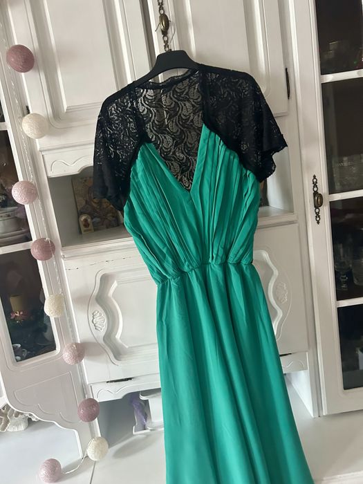 rochie de seara din voal verde smarald