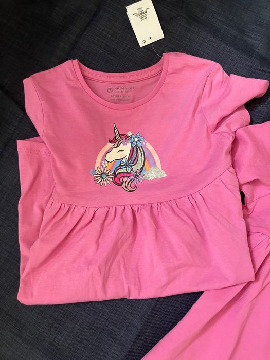 Детска ,лятна  памучна рокля Unicorn , къс ръкав ,6-7г,7-8г