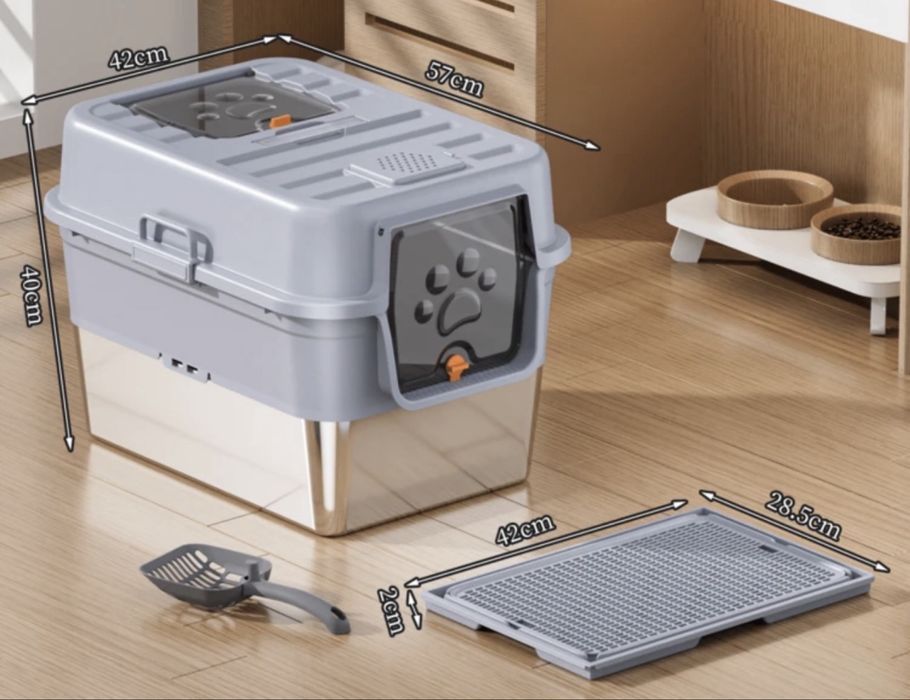 Vand litiera din inox, acoperita