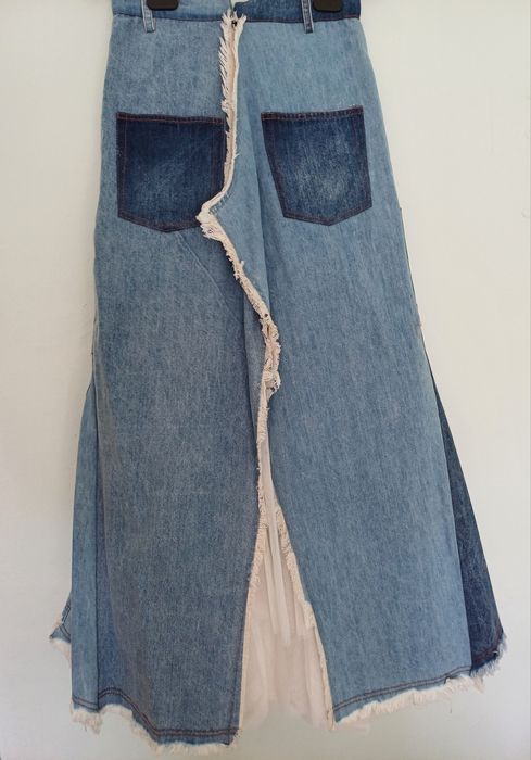 Дънкова пола с тюл