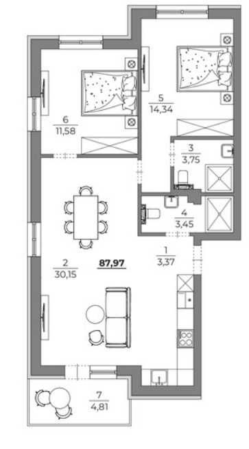 Продава се Тристаен апартамент в к.к. Св.Св. Константин и Елена - 88 кв.м за 1400 €/кв.м - Снимка #1