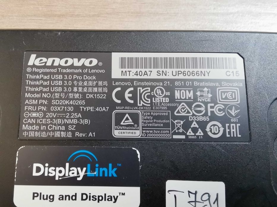 Lenovo Think Pad USB 3.0 Pro Dock fuctional Model DK1522 + incarcator