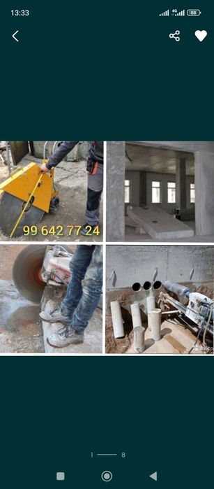 Бетон кесиш Бетон тешиш асфалт стяшка кесиш хизматлари Xilti