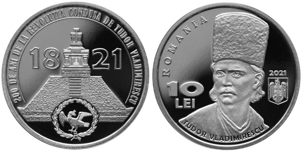 Moneda BNR 10 lei argint Tudor Vladimirescu gradata NGC PF 69 UC