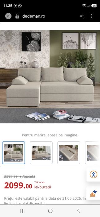 Colțar living extensibil pe dreapta