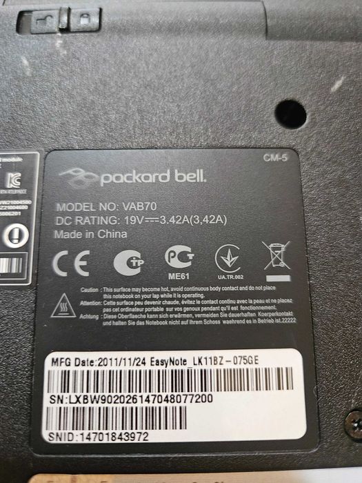 Лаптоп Packard Bell 6Gb 128Gb Windows 10