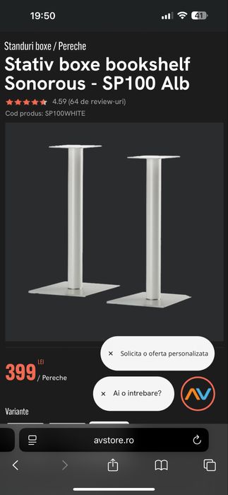 Suporti boxe, Stativ boxe bookshelf Sonorous - SP100