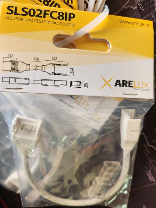 Conector flexibil cu cablu pentru banda LED, Arelux Xsolis SLS02FC8IP