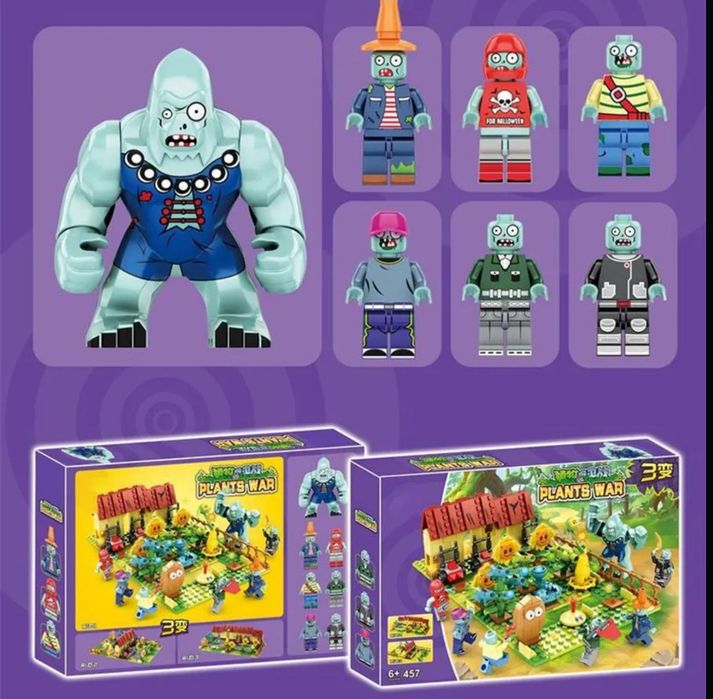 Конструктор "Зомби против растений. Битва в саду" 3в1 (457 деталей)