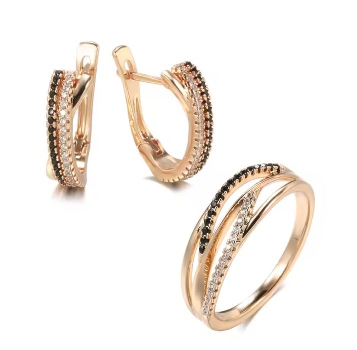 Seturi de bijuterii antialergice placate cu aur roz de 14k