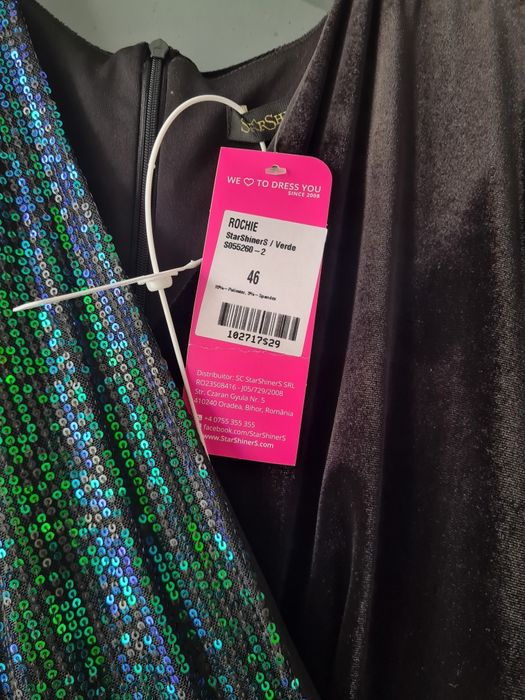 Rochie de ocazie, mărimea 46.
Nouă cu etichetă.
Lungime: 100 cm
Talie: