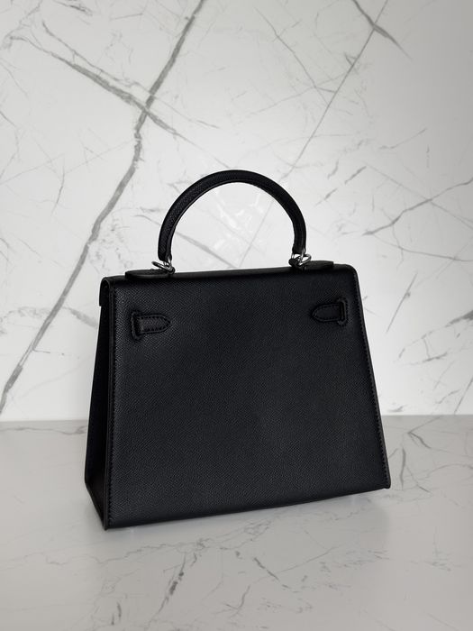 Чанта Hermes Kelly 25 см черна от естествена английска кожа, Hermes Kelly, Hermes Kelly естествена кожа, пълен комплект
