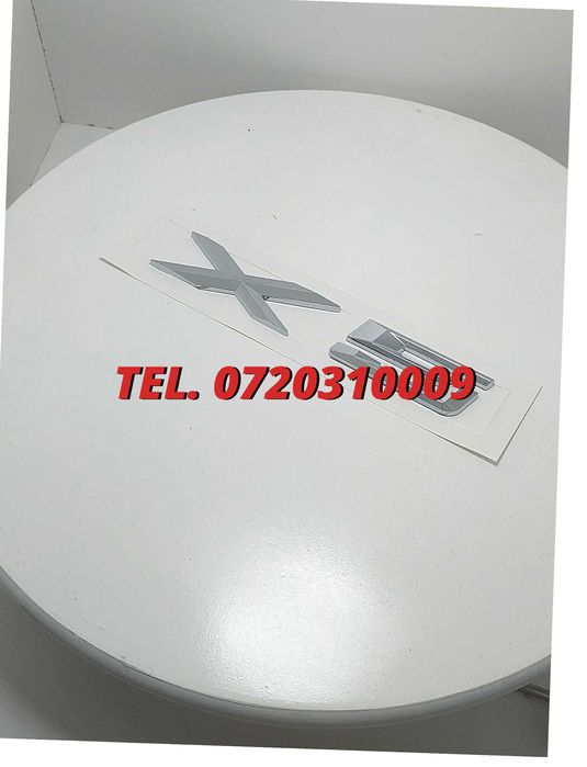 emblema pentru banda portbagaj bmw x5 argintiu chrom abs