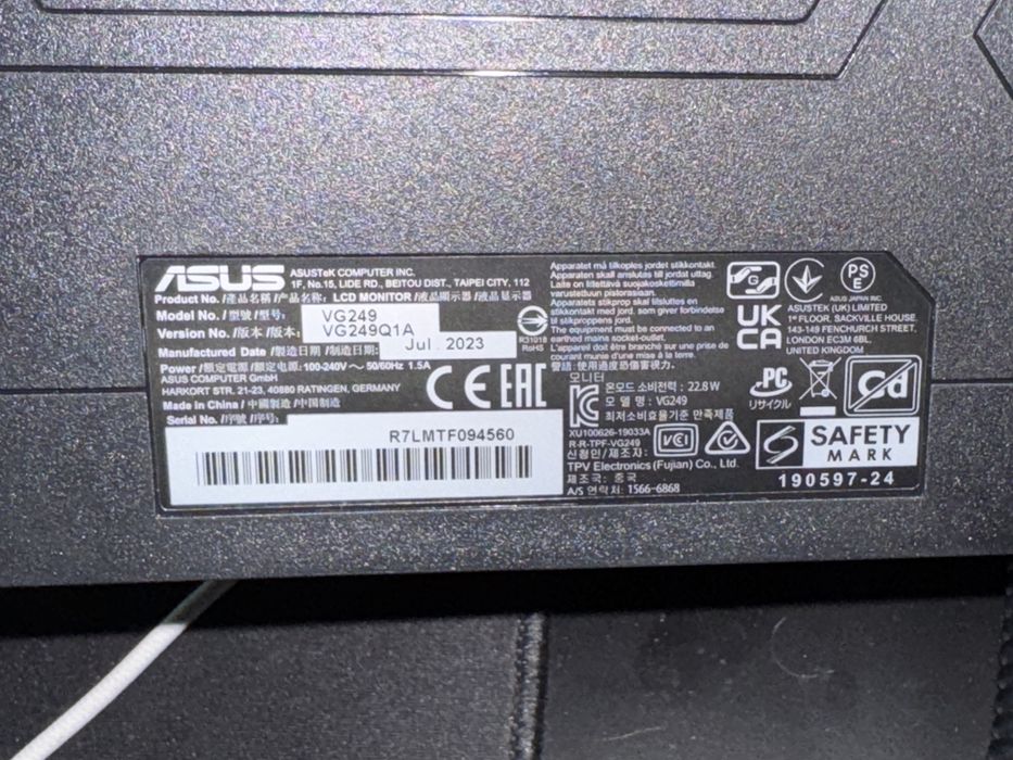 Монитор ASUS TUF VG249Q1A 23.8” IPS 165Hz 1ms