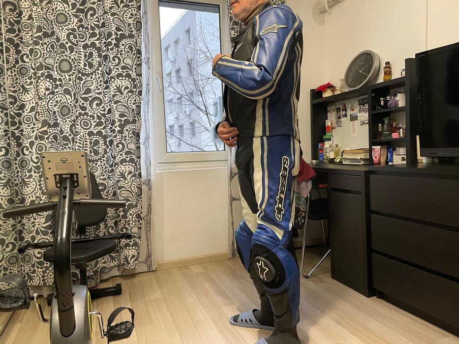 Costum moto piele naturala din două piese