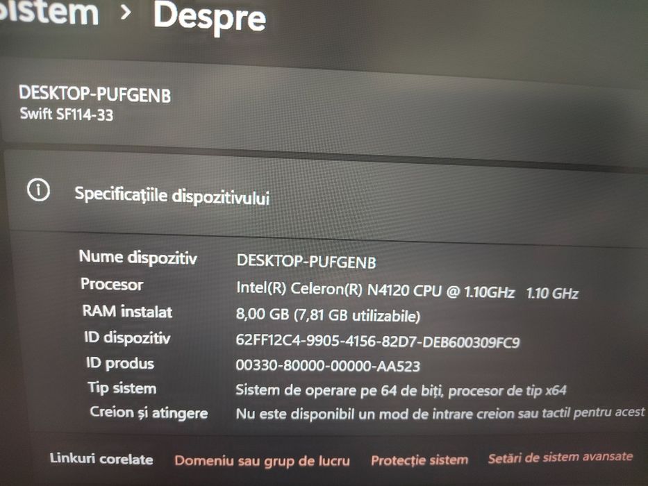 Vând laptop Acer Aspire Swift 1