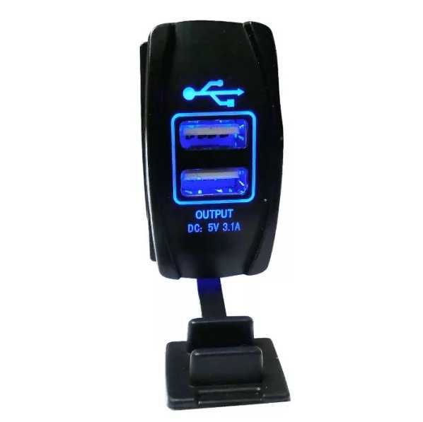 Двойно USB зарядно за вграждане 3.1A - универсално за кола, мотор, лодка и др.