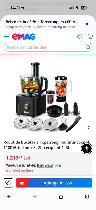 Robot de bucătărie multifuncțional TopStrong HGM-405, 1100W, Nou