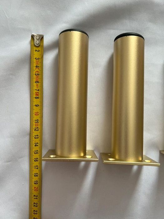 Set 4 picioare mobilier metalice aurii, 15 cm – finisaj satinat