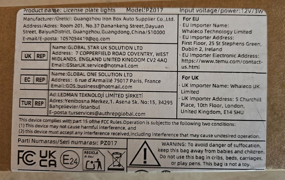 LED плафони за регистрационен номер