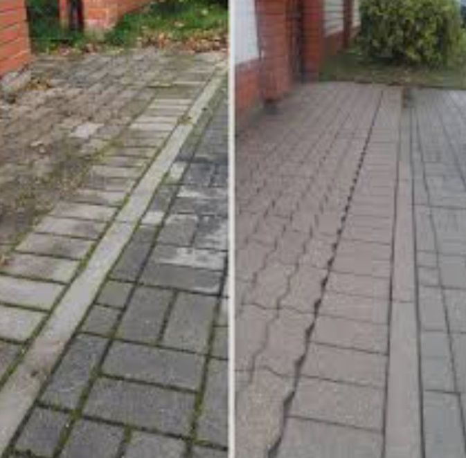 Чистка брусчатки и фасада дома