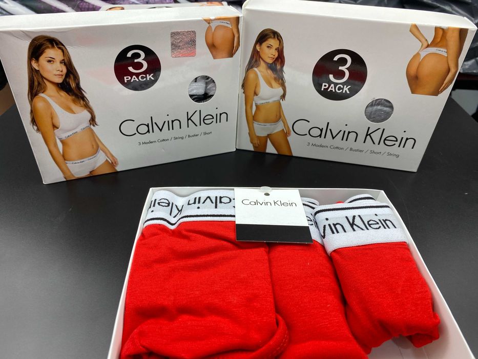Set dama Calvin Klein 3 piese Bustiera, Boxeri și Chilot tanga